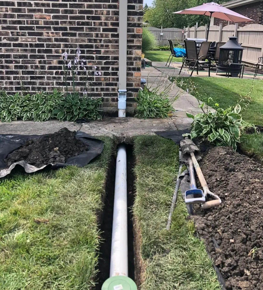 Underground Downspouts & Drainage project by PPS Waterproofing